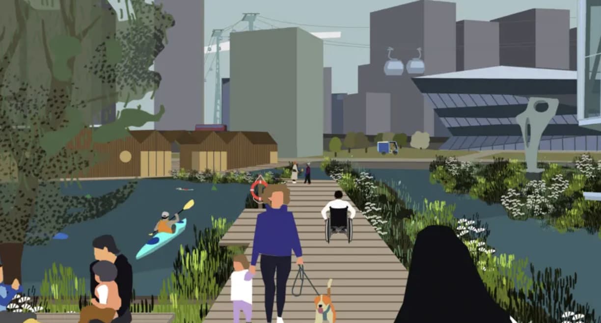Royal Docks Waterways will welcome a floating park and wellness centre